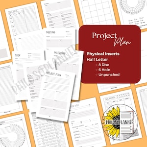 Project Plan Inserts: Half Letter Discbound Pages for Organizing Tasks