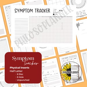 Symptom Tracker Planner Inserts Half Letter Physical Health Tracking Pages