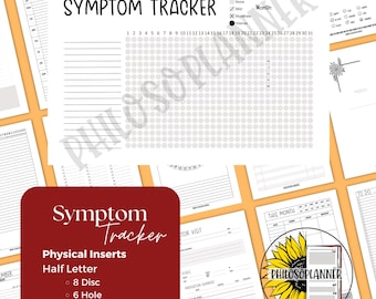 Symptom Tracker Planner Inserts Half Letter Physical Health Tracking Pages