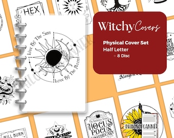 Witchy Planner Cover Set Half Letter Discbound Laminated Gothic Pagan Art