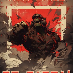 Ork ¡Waaaaagh! Anuncio de propaganda, Impresión digital, Descarga digital, Arte de sala de juegos, imprimible