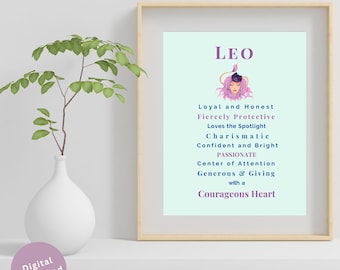 Leo Woman Zodiac Art Print | Astrology Poster (Digital Download)
