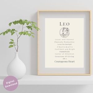 Leo Boho Wall Art|Leo Personality Traits|Leo Astrology Sign|Leo Characteristics|Leo Horoscope Sign|Leo Zodiac Poster Print|Constellation Art