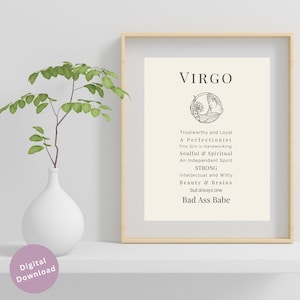 Virgo Boho Wall Art Poster|Virgo Personality Traits ArtPrint|Virgo Astrology Print|Virgo Horoscope Poster|Virgo Star Signs Digital Wall Art