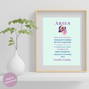 Aries Woman Light Skin Tone|Aries Zodiac Traits|Aries Personality|March Birthday|April  Birthday| Aries Horoscope Poster|Astrology Star Sign