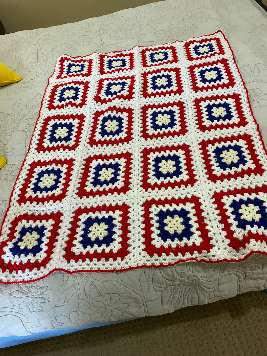 Hand Crocheted Granny Squares Blanket Etsy