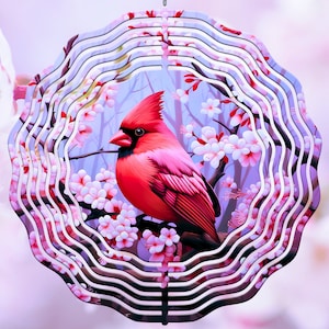 Cardinal Wind Spinner PNG, Red Bird Wind Spinner Sublimation Design, Instant Download, Pretty Cardinal Windspinner Sublimation Template PNG