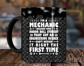 I'm Mechanic grappige mokomslag voor mannen, 11 oz en 15 oz metalen mok sublimatieontwerp, echtgenoot vader mok heren sarcastisch citaat, mok png, download