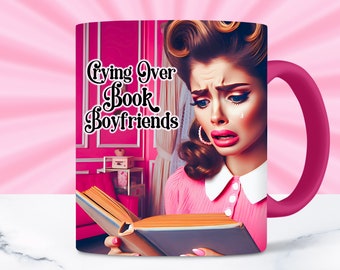 Book Boyfriends Funny Retro Mug Wrap For Women, 11oz and 15oz Mug Wrap Sublimation Design, Book Reader Novel Lover Mug PNG, Digital Download