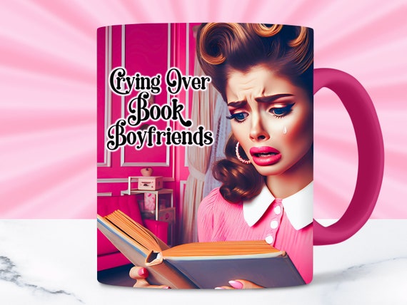 Book Boyfriends Funny Retro Mug Wrap For Women, 11oz and 15oz Mug Wrap Sublimation Design, Book Reader Novel Lover Mug PNG, Digital Download