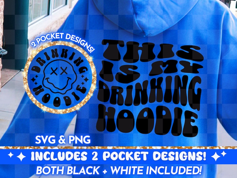 Groovy retro font wavy words: this is my drinking hoodie