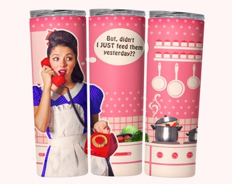 Funny Retro Housewife Tumbler Wrap PNG, 20oz Skinny Tumbler Wrap Sublimation PNG, Straight & Tapered Tumbler Wrap PNG For Women Mom