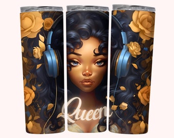 Black Woman Queen Tumbler Wrap, 20oz Skinny Tumbler Sublimatie Design, Instant Digitale Download, Afro Queen Black Girl Magic Tumbler, Tumbler png PNGEgg