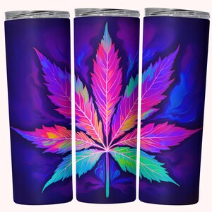 Neon Cannabis Tumbler Wrap, Marijuana 20oz Skinny Tumbler Wrap Sublimation Design,  Instant Download, Straight & Tapered Hookah Tumbler Wrap