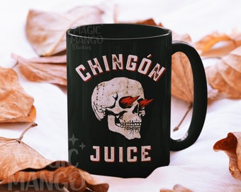 Chingon Juice Funny Latino Design, Funny Spanish PNG, Latino Humor, Chingon Skull, Instant Digital Download, Funny Mexican Mug PNG Design
