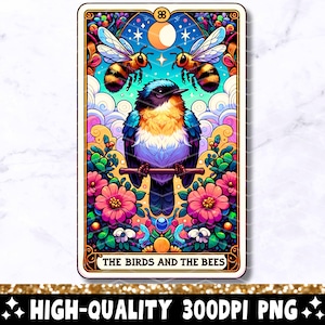 Los pájaros y las abejas Tarot Card PNG, Diseño de sublimación de citas divertidas, Frase popular colorida Bonita camiseta Taza Archivo PNG, Descarga digital