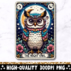 La carta del tarot del búho nocturno PNG, diseño de sublimación del búho de la frase divertida, archivo PNG de la taza del amante del búho de moda gótico brujo, descarga digital