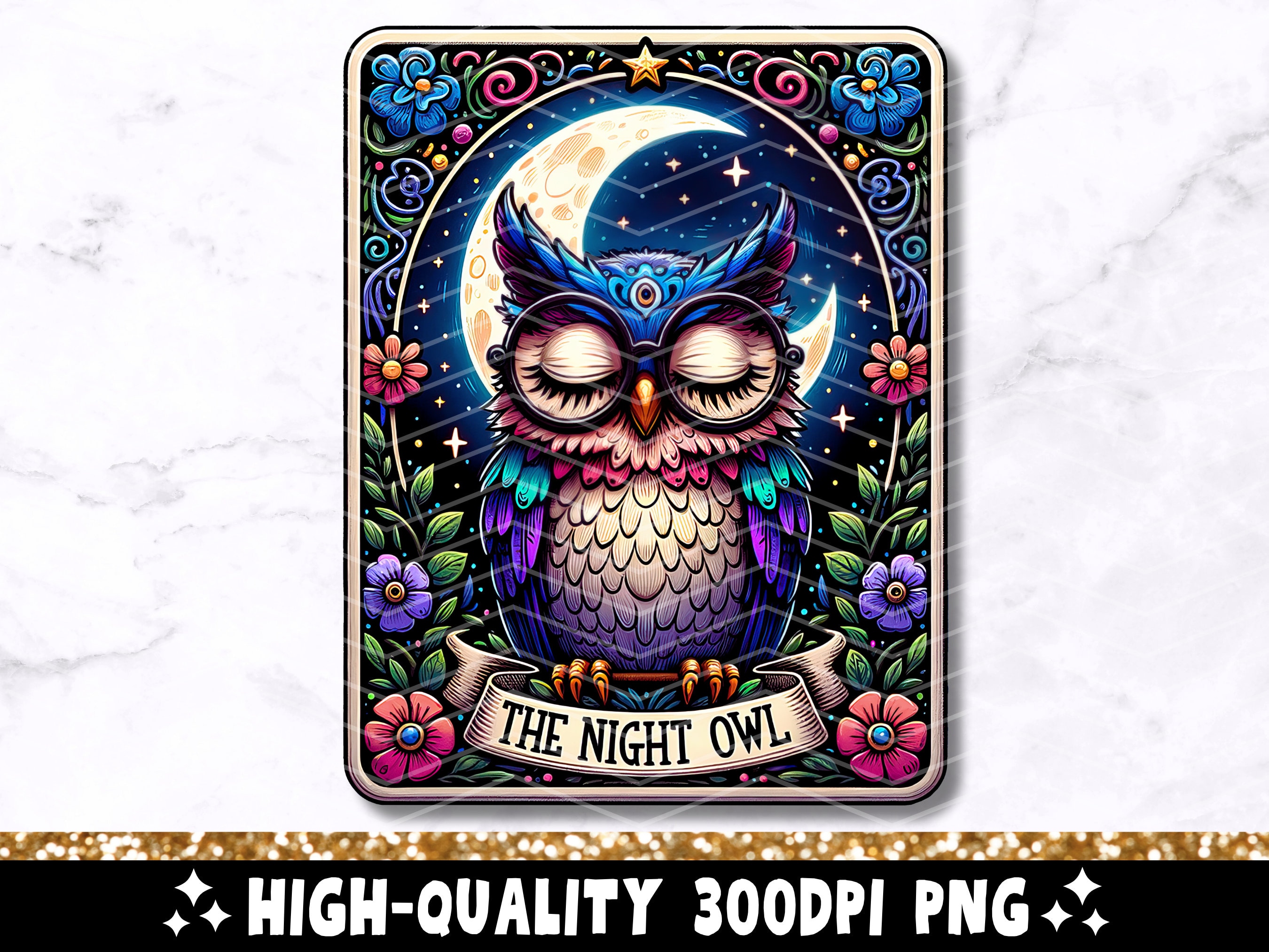 The Night Owl Tarot Card PNG, Funny Phrase Owl Sublimation Design, Witchy Gothic Trendy Owl Lover T-