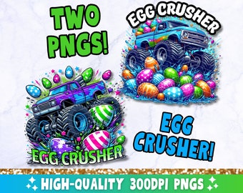 Egg Crusher PNG Sublimation Design, Easter Egg PNG, Kids Monster Truck PNG, Buona Pasqua Png, T-shirt di Pasqua Png per ragazzi, Download digitale