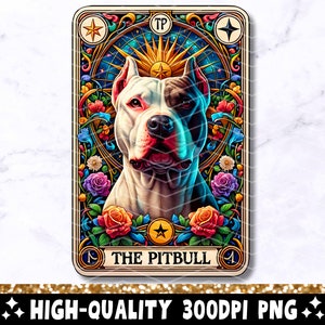 La carte de tarot Pitbull PNG, conception de sublimation Pit Bull, Witchy Vibes amateur de chien Pittie Cool Pitbull T-Shirt tasse fichier PNG, téléchargement numérique