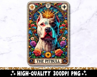 De Pitbull Tarot Card PNG, Pit Bull Sublimatie Design, Witchy Vibes Hondenliefhebber Pittie Cool Pitbull T-Shirt Mok PNG-bestand, Digitale Download