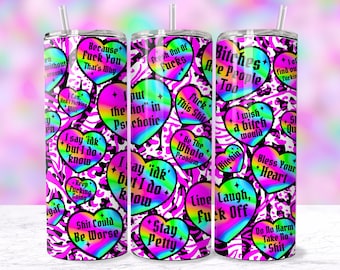 Snarky Hearts Adult Humor Tumbler Wrap, Sweary Motivational 20oz Tumbler Sublimation Design, Sarcastic Sassy Tumbler PNG, Digital Download