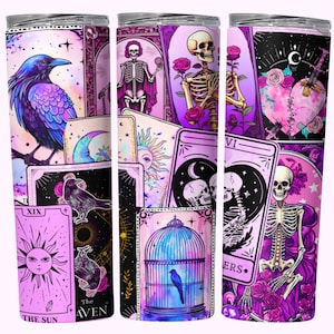 Tarot Karten Tumbler Wrap, Witchy Vibes Celestial 20 Unzen Skinny Gerade Tumbler Wrap Sublimation Design, Hexe Wicca Tumbler PNG Download
