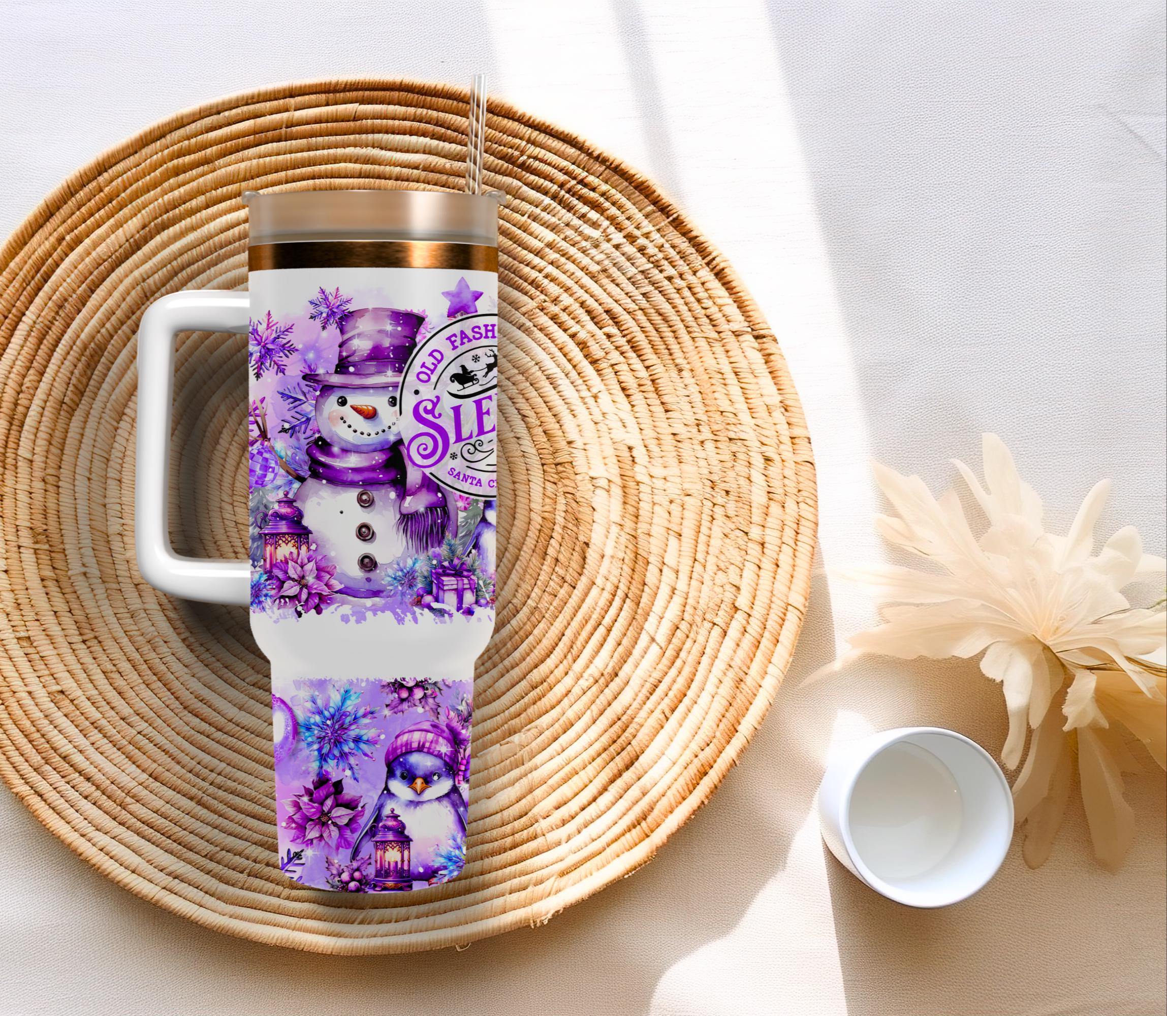 Discover Purple Coquette Christmas 40oz Tumbler with Handle - Winter North Pole