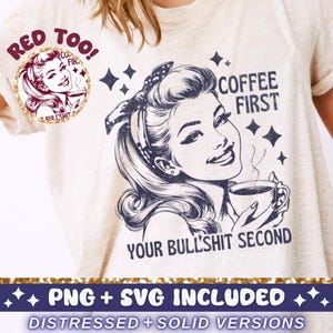 Lustiger Kaffee SVG PNG, trendige Vintage Retro Hausfrau sarkastisch Erwachsene Humor Sublimationsdesign T-Shirt Becher Tote png SVG Schnitt Dateidownload