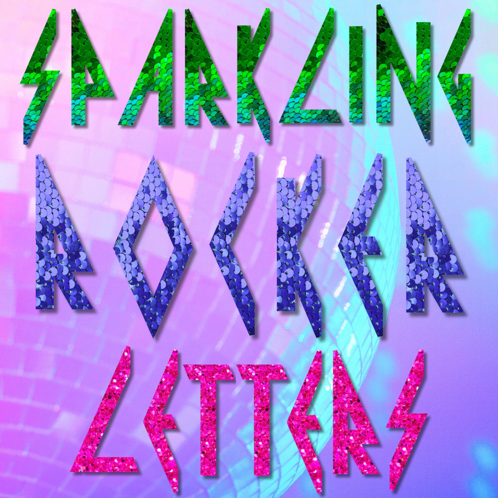 Sparkly Lettering Digital Sequin Glitter PNG Alphabet, Sparkly Rocker Glam Letters Bundle ...