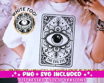 The Evil Eye Tarot Card SVG PNG, Witchy Evil Eye Sublimation Design, Mal De Ojo Tarot T-Shirt Design png SVG Cut File, Digital Download