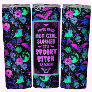 Spooky Season Funny Tumbler Wrap PNG, 20oz Skinny Tumbler Sublimacja Design, Pobierz, Prosty i stożkowy kubek dla dziewczyny na Halloween PNG