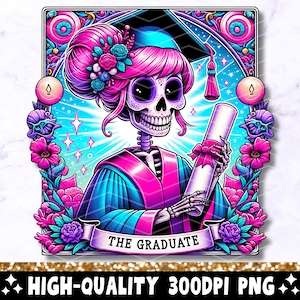 Die graduierte Tarot-Karte PNG, graduierendes Skelett-Sublimationsdesign, lustiger Abschlussschädel-Tarot-T-Shirt Becher PNG-Datei, digitaler Download