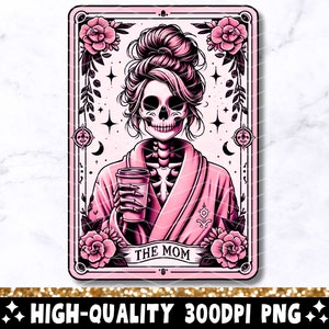 De moeder grappige tarotkaart PNG, vrouw skelet moeder sublimatie ontwerp, Witchy Vibes Skull Mama T-shirt mok png-bestand, digitale download