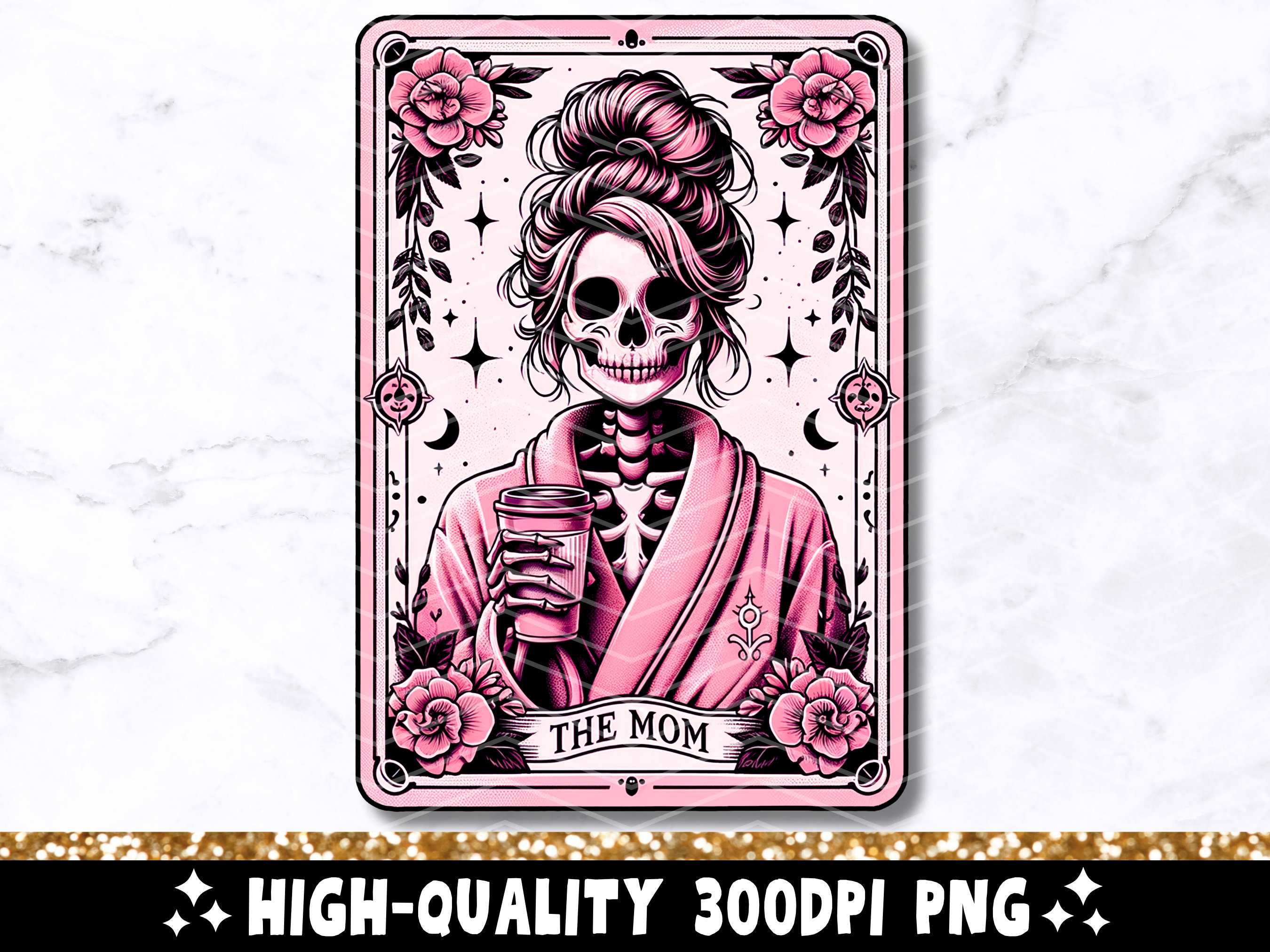 motherCART ILOVEhug柄 The Mom Funny Tarot Card PNG, Woman Skeleton Mother Sublimation