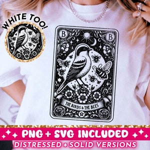 The Birds And The Bees tarotkaart SVG PNG, Witchy Vibes sublimatie ontwerp, hemelse Tarot T-shirt Design png SVG-bestand knippen digitale download