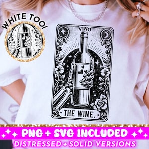 Die Wein-Tarot-Karte SVG PNG, lustige Skelettsublimation, witchy Vibes T-Shirt Design, himmlische Weinliebhaber SVG png Schnittdatei digitaler Download