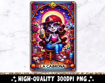 La Chingona Tarot Card PNG, Mexican Chola Skeleton (digital