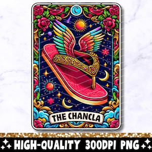 Die Chancla Tarot Karte PNG, lustiges mexikanisches Sublimationsdesign, spanische Chancla Loteria Tarot T-Shirt Becher PNG, Chancla Survivor, Herunterladen