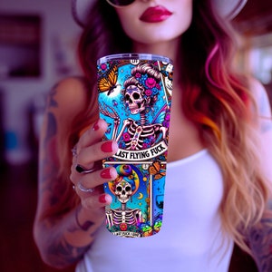 Sarcastic Tarot Cards Tumbler Wrap, Sweary Witchy Skeleton 20oz Skinny Straight Tumbler Wrap Sublimation Design, Funny Tumbler PNG Download image 3