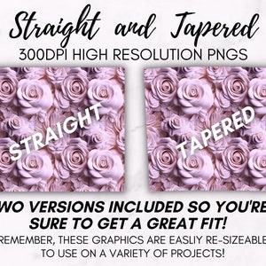 image showing that the digital design download sublimation tumbler wrap will include two files.  one file is for a 20oz straight skinny tumbler.  the other file is for a tapered tumbler