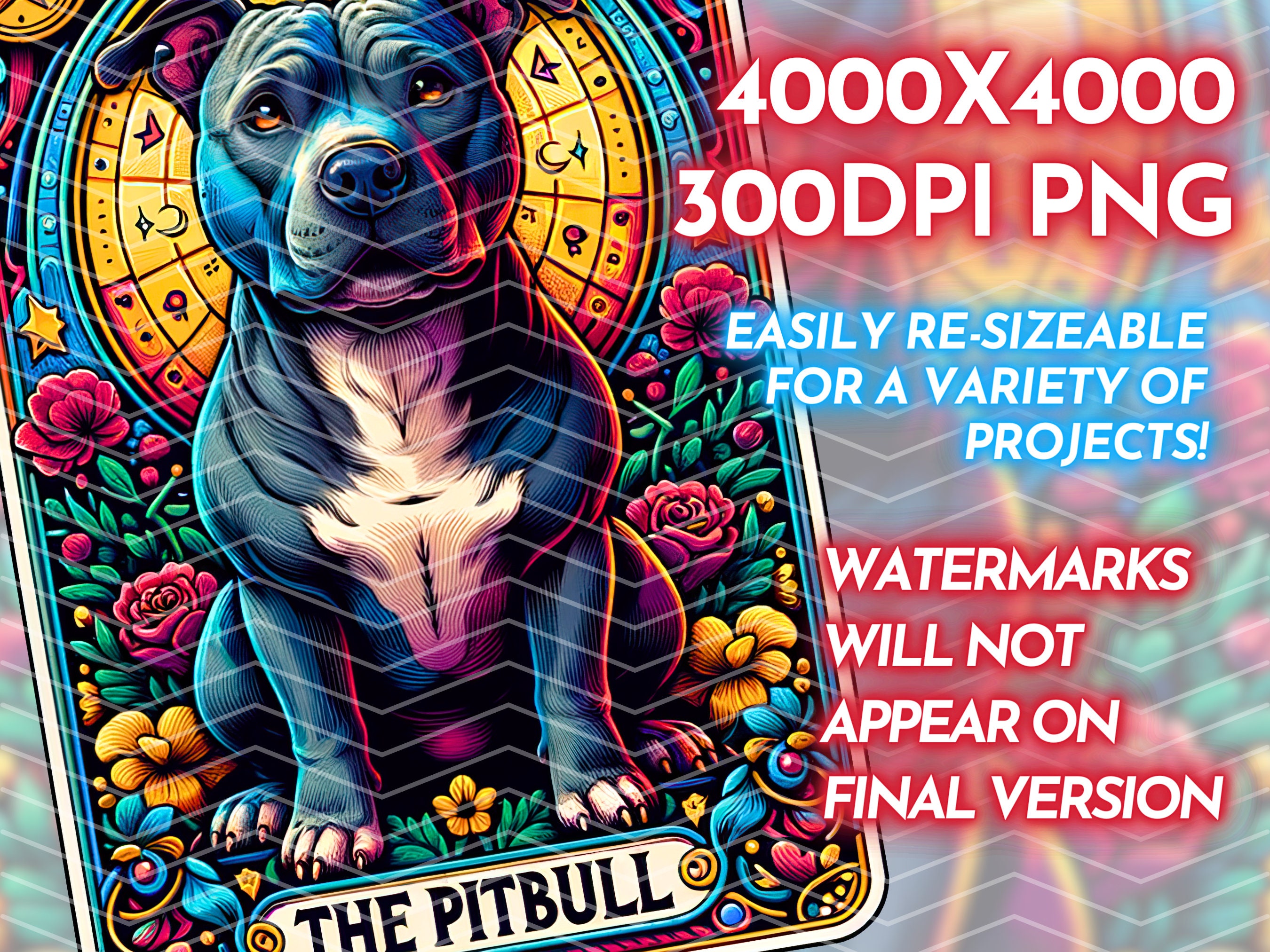 The Pitbull Tarot Card PNG, Pit Bull Sublimation Design, Witchy The Pitbull Tarot Card PNG, Pit Bull Sublimation Design, Witchy