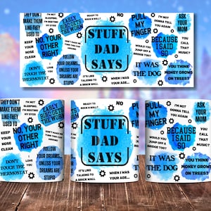 Stuff Dad Says Funny Mug Wrap For Men, 11oz and 15oz Mug Sublimation Design, Father&#39;s Day Men&#39;s Husband Sarcastic Mug PNG, Digital Download