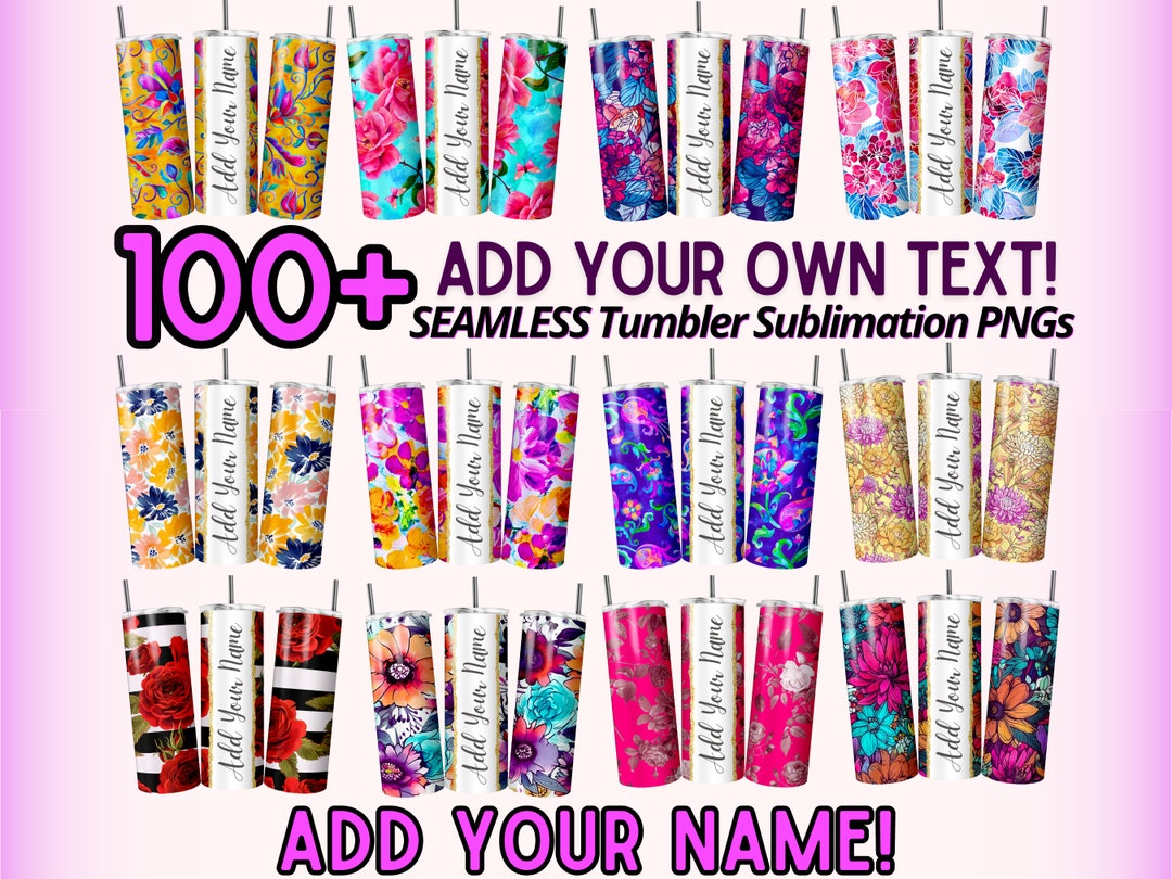 Floral Add Your Name Tumbler Wrap Bundle, Seamless 20oz Skinny Tumbler ...