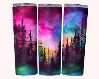 Northern Lights Tumbler Wrap, Neon Alcohol Ink, 20oz Skinny Tumbler Wrap Sublimation PNG, Straight & Tapered Tumbler Wrap PNG, Download