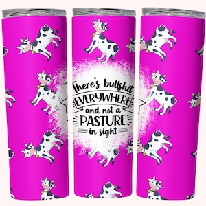 Sweary Cow Tumbler Wrap, 20oz Skinny Tumbler Wrap Sublimation PNG, Instant Download, Straight & Tapered Tumbler Wrap PNG Funny Sarcastic Cow