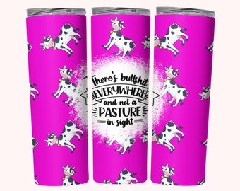 Sweary Cow Tumbler Wrap, 20oz Skinny Tumbler Wrap Sublimation PNG, Instant Download, Straight & Tapered Tumbler Wrap PNG Funny Sarcastic Cow