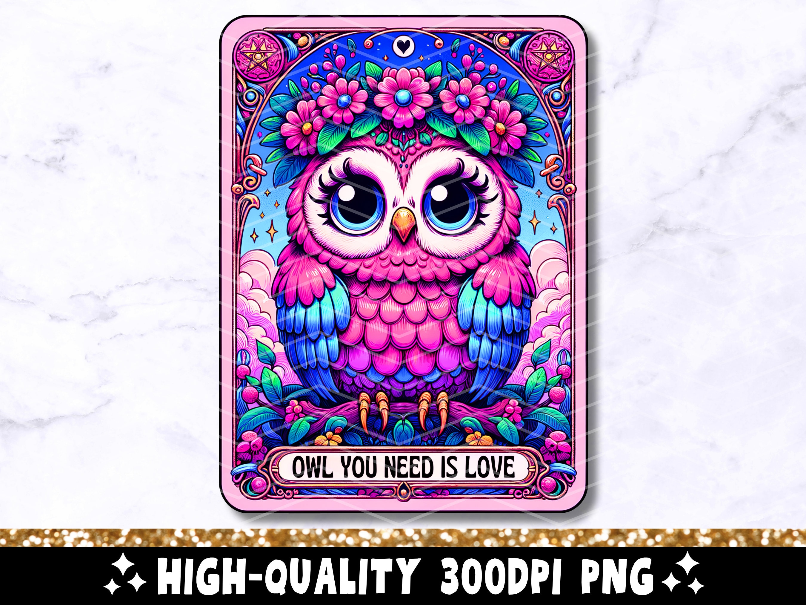 Owl You Need Is Love Tarot Card PNG, Owl Sublimation Design, Witchy Gothic Celestial Owl Lover T-Shi