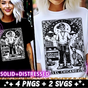 El Chicano Tarot Karte SVG PNG, lustiges Skelett Cholo Latein Sublimationsdesign, spanisch mexikanische sarkastische trendige SVG-Schnittdatei png, Download