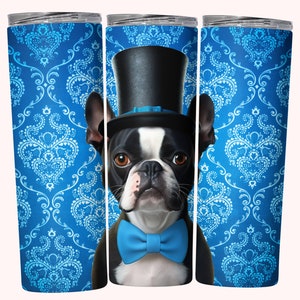Boston Terrier Tumbler Wrap, 20oz Skinny Tumbler Wrap Sublimation PNG, Instant Download, Straight & Tapered Tumbler Wrap PNG, Funny Dog Wrap